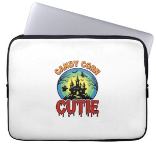 Candy Corn Cutie Vintage Halloween Castle Design_1 Laptop Sleeve