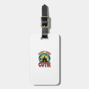 Candy Corn Cutie Vintage Halloween Castle Design_1 Luggage Tag