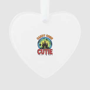 Candy Corn Cutie Vintage Halloween Castle Design_1 Ornament