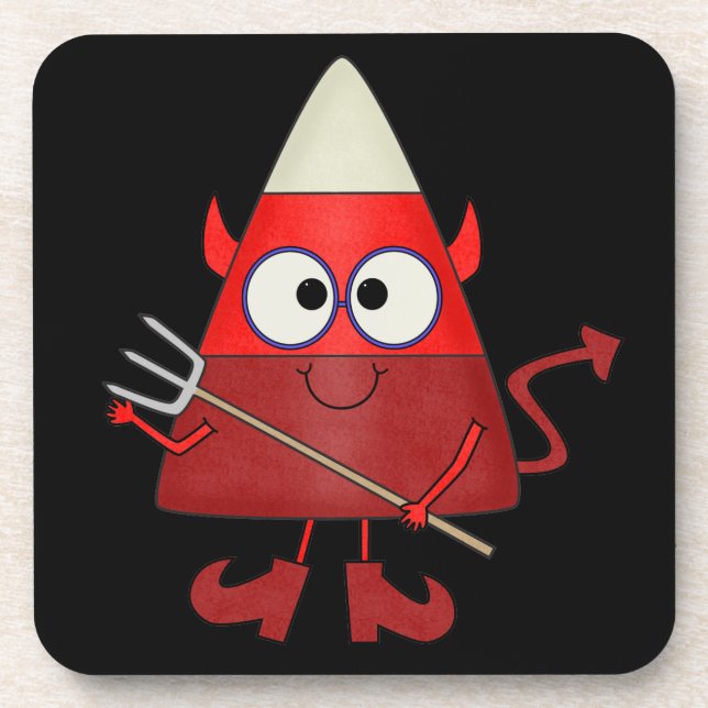 Candy Corn Devil Halloween Coaster (Front)