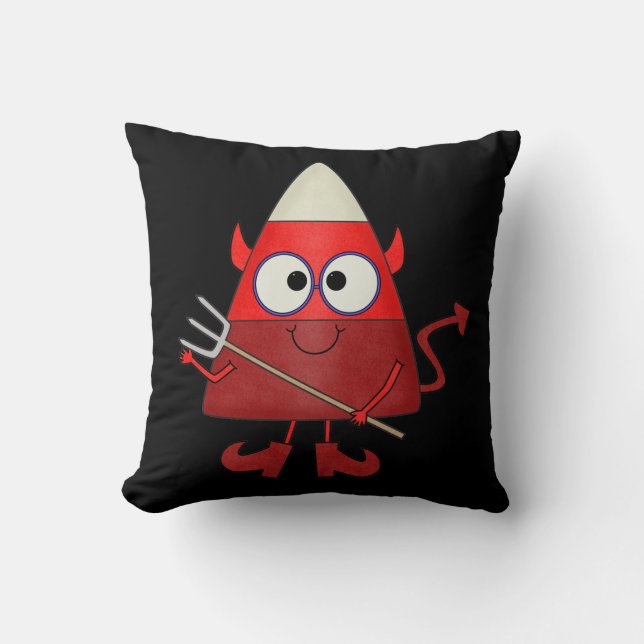 Candy Corn Devil Halloween Cushion (Front)