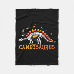 Candy Corn Dinosaur Skeleton Happy Halloween  Fleece Blanket