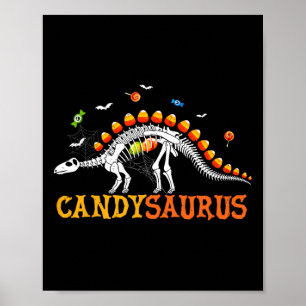 Candy Corn Dinosaur Skeleton Happy Halloween Poster
