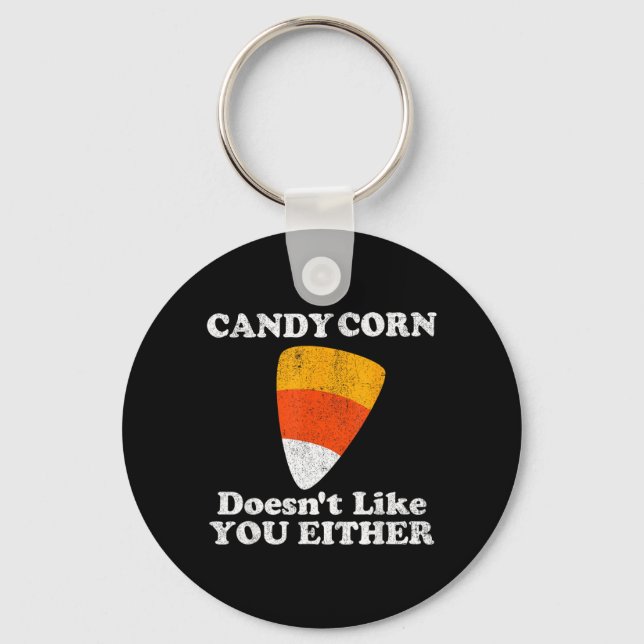 Candy Corn Doesnt Like Either Funny Halloween Key Ring (Front)