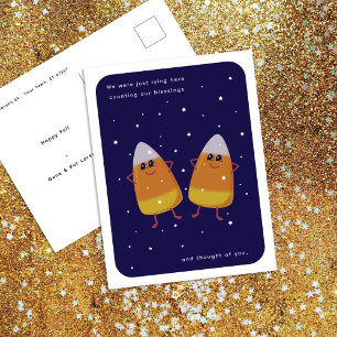 Candy Corn Duo "Counting Our Blessings" Fall Holiday Postcard