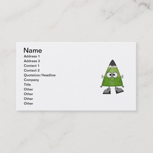 Candy Corn Frankenstein Halloween Business Card (Front)