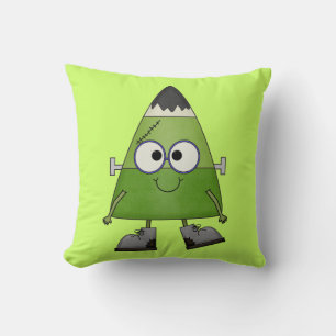 Candy Corn Frankenstein Halloween Cushion