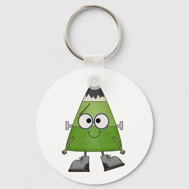 Candy Corn Frankenstein Halloween Key Ring (Front)