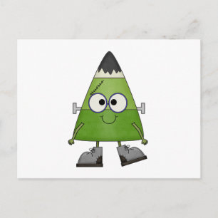 Candy Corn Frankenstein Halloween Postcard
