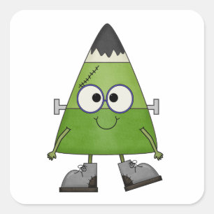 Candy Corn Frankenstein Halloween Square Sticker