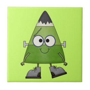 Candy Corn Frankenstein Halloween Tile
