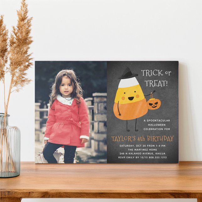Candy Corn | Halloween Birthday Party Photo Invitation (Creator Uploaded)