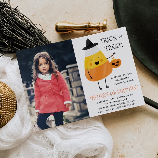 Candy Corn | Halloween Birthday Party Photo Invitation (Creator Uploaded)