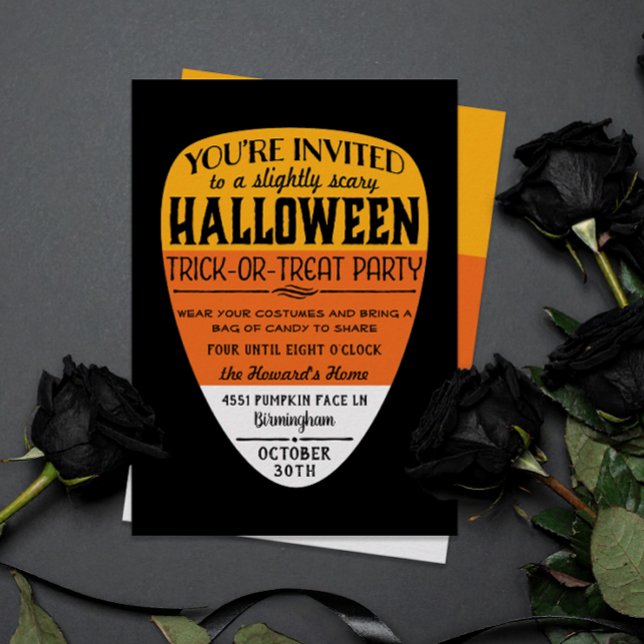 Candy Corn Halloween Party Invitation (candy corn themed halloween party for kids)