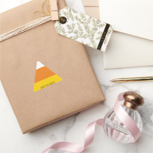 Candy Corn Halloween Personalised Triangle Sticker