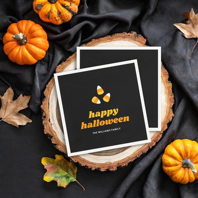 Candy Corn Happy Halloween Party Napkin (Creator Uploaded)