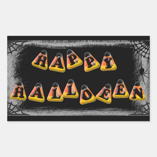 Candy Corn Happy Halloween Rectangular Sticker (Front)