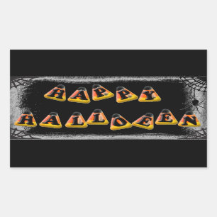 Candy Corn Happy Halloween Rectangular Sticker