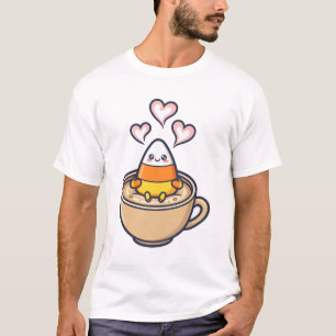 Candy Corn Latte Cute Halloween Coffee Art T-Shirt