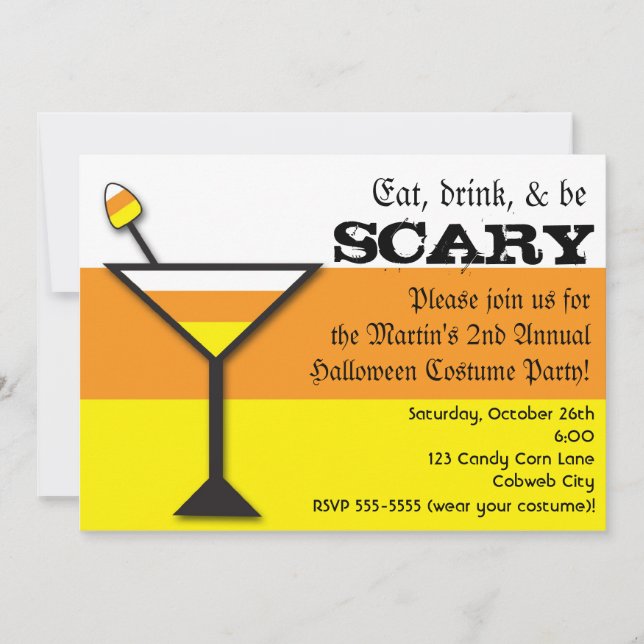 Candy Corn Martini Halloween Party Invitation (Front)