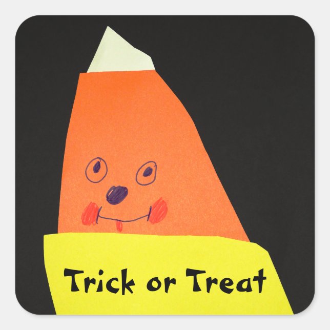Candy Corn Monster Square Sticker (Front)
