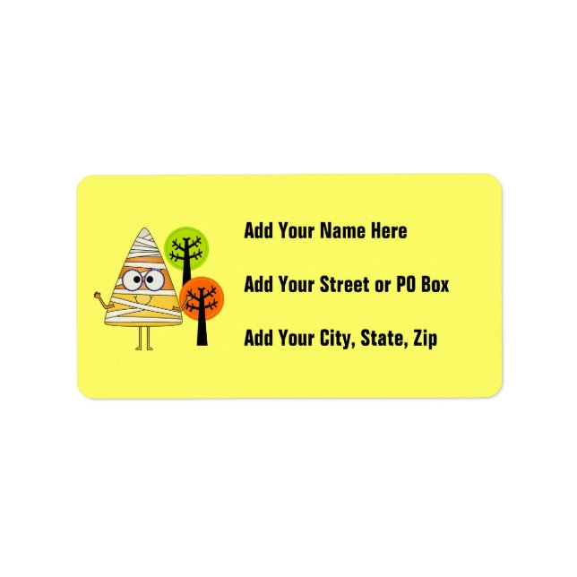 Candy Corn Mummy Halloween Label (Front)