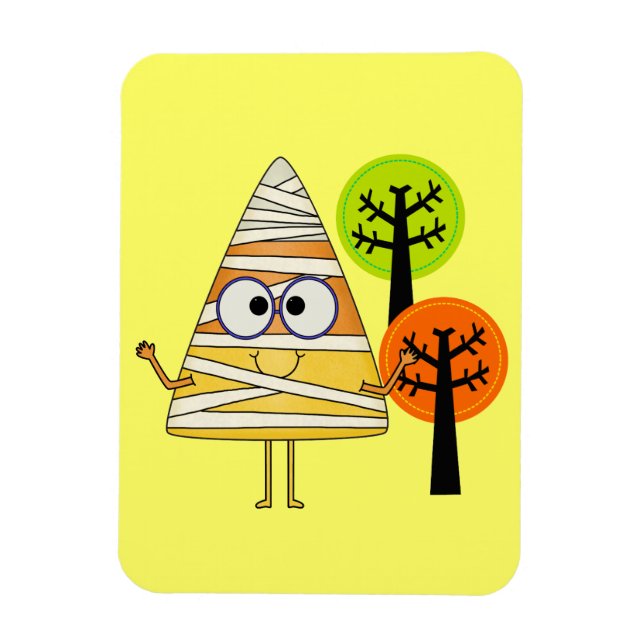 Candy Corn Mummy Halloween Magnet (Vertical)