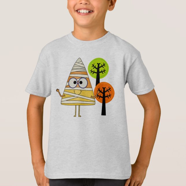 Candy Corn Mummy Halloween T-Shirt (Front)