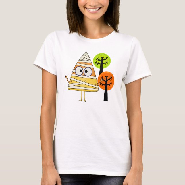 Candy Corn Mummy Halloween T-Shirt (Front)