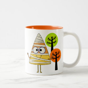 Candy Corn Mummy Halloween Two-Tone Coffee Mug