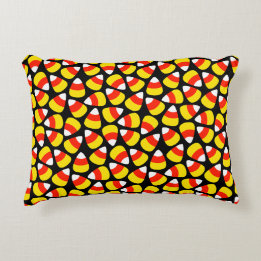 Candy Corn Pattern Black Halloween Decorative Cushion