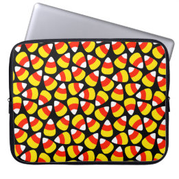 Candy Corn Pattern Black Halloween Laptop Sleeve