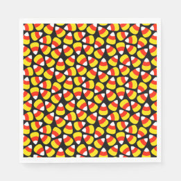 Candy Corn Pattern Black Halloween Napkin