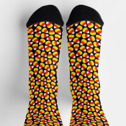 Candy Corn Pattern Eccentric Black Halloween Socks