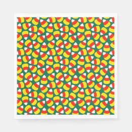 Candy Corn Pattern Green Halloween Napkin