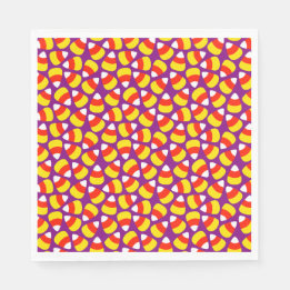 Candy Corn Pattern Purple Halloween Napkin