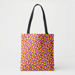Candy Corn Pattern Purple Halloween Tote Bag