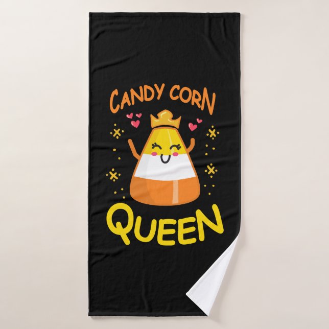 Candy Corn Queen Cute Halloween Kawaii Crown Bath Towel (Bath Towel)