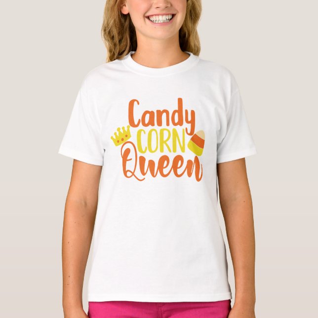 Candy Corn Queen Fun Halloween T-Shirt (Front)