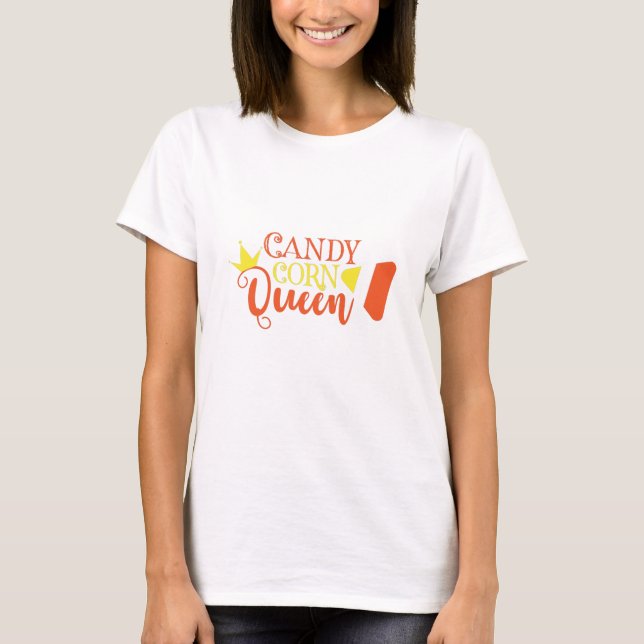 Candy Corn Queen Funny Cute Halloween T-Shirt (Front)