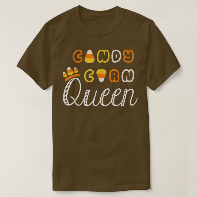 Candy Corn Queen Funny Halloween Candy  T-Shirt (Design Front)