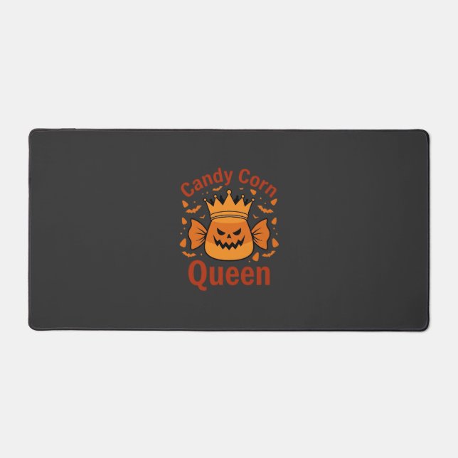 Candy Corn Queen Halloween Crown Bats_1 Desk Mat (Front)