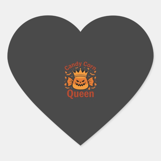 Candy Corn Queen Halloween Crown Bats_1 Heart Sticker (Front)
