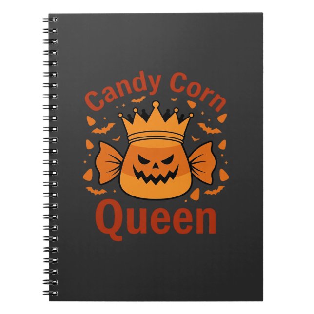 Candy Corn Queen Halloween Crown Bats_1 Notebook (Front)