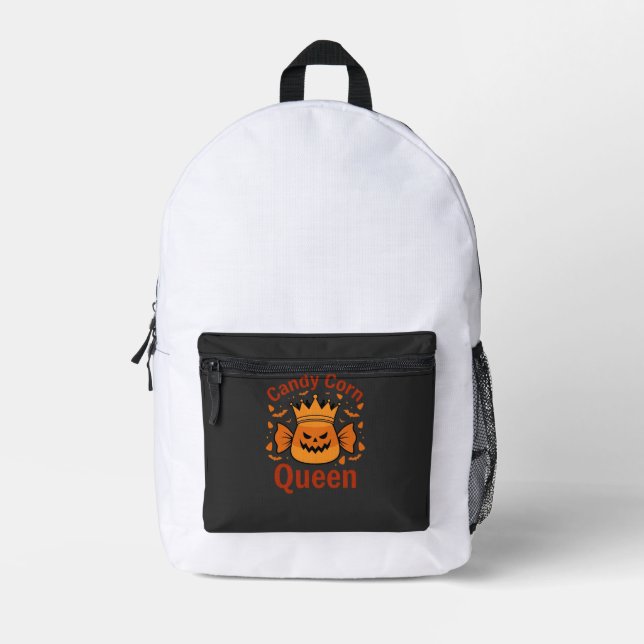 Candy Corn Queen Halloween Crown Bats_1 Printed Backpack (Front)