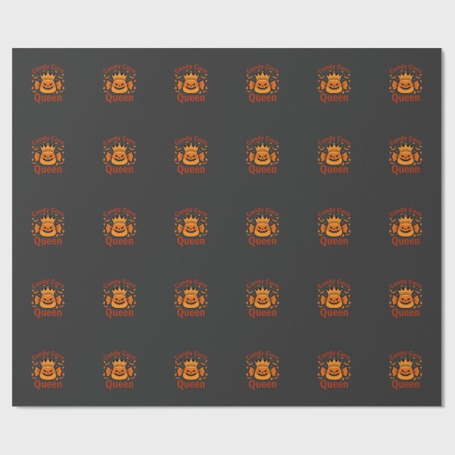 Candy Corn Queen Halloween Crown Bats_1 Wrapping Paper (Flat)