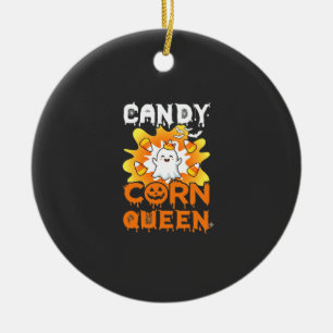 Candy Corn Queen Halloween Ghost Bats Spider Web Ceramic Tree Decoration