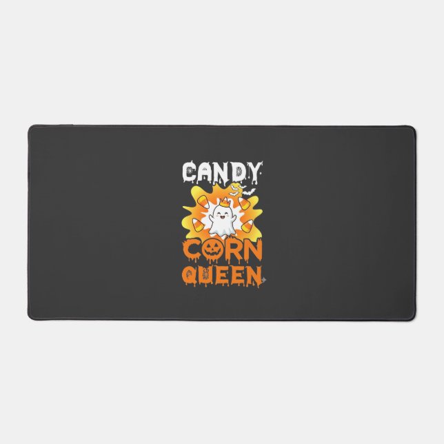 Candy Corn Queen Halloween Ghost Bats Spider Web Desk Mat (Front)