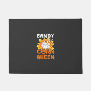 Candy Corn Queen Halloween Ghost Bats Spider Web Doormat