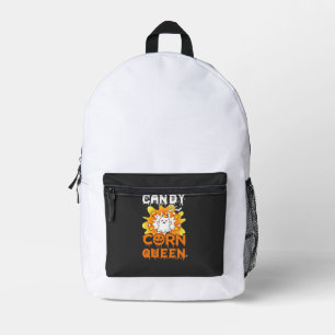 Candy Corn Queen Halloween Ghost Bats Spider Web Printed Backpack
